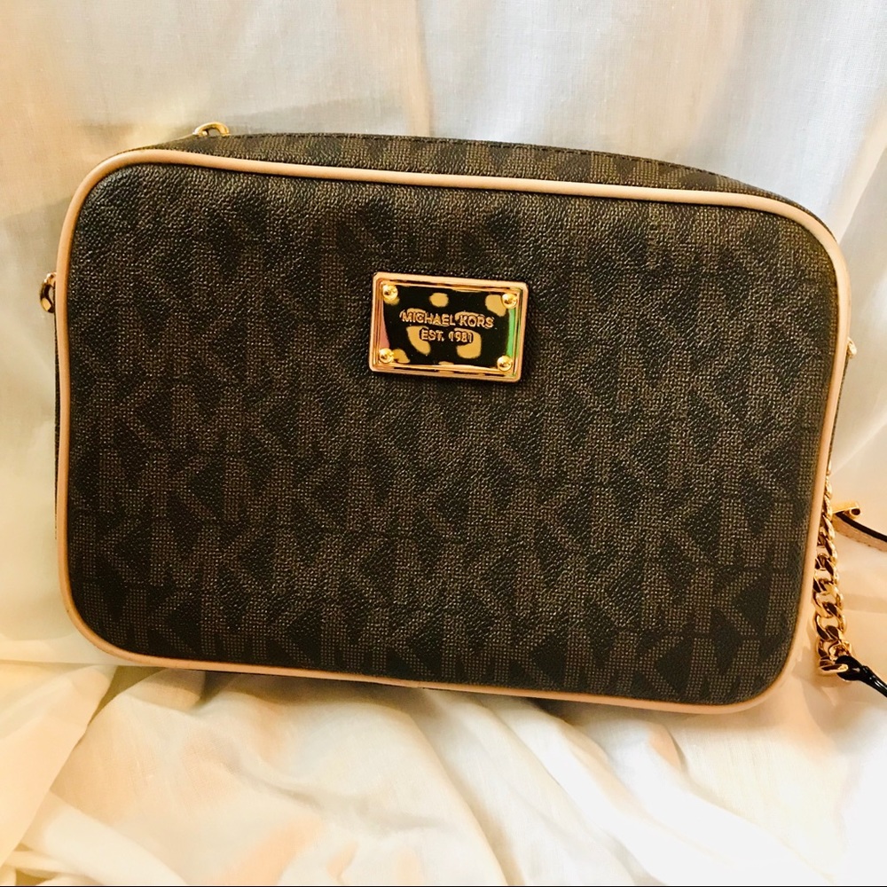 Michael Kors Jet Set Crossbody-Brown Monogram